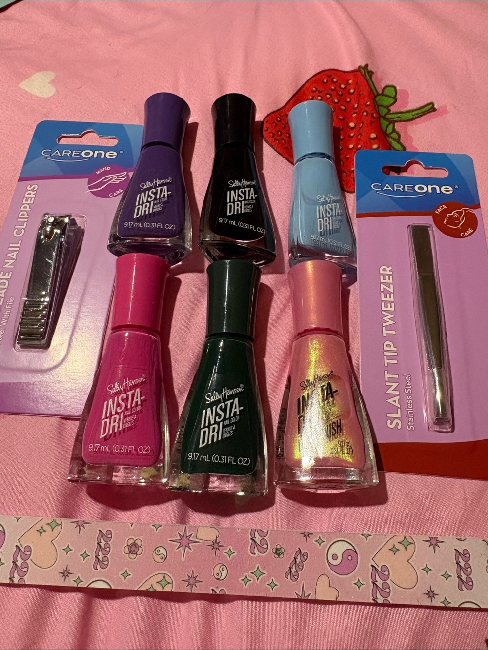 Nail Polish Set - Pink, Purple, Black, Blue, Green, Rose Gold